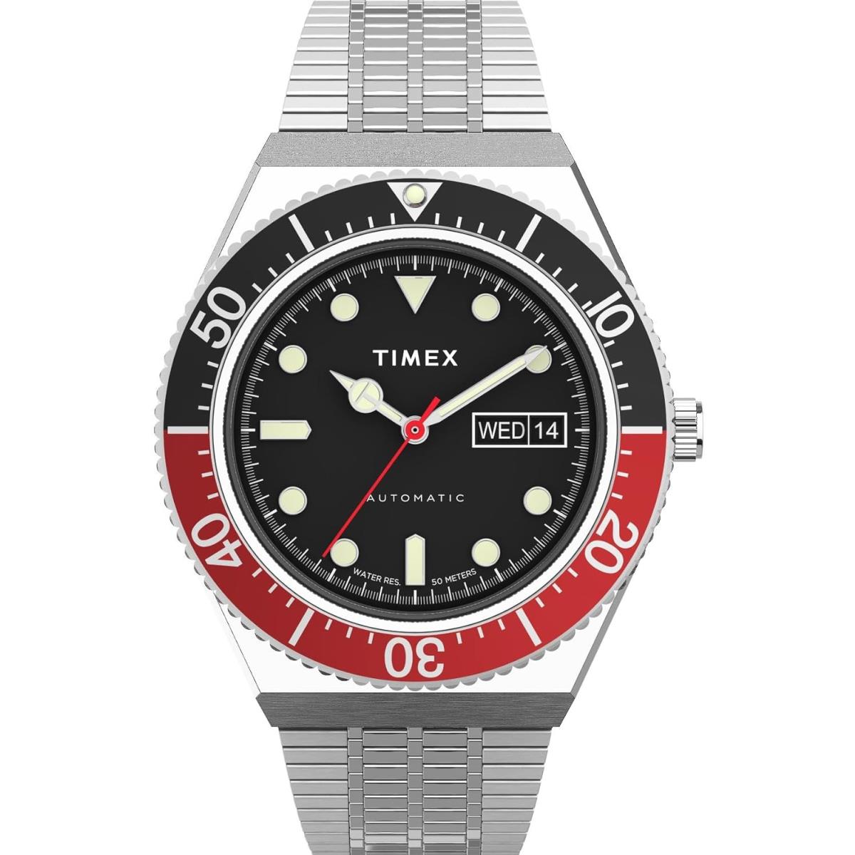 Timex Men`s M79 Automatic 40mm Watch Stainless Steel/Black/Stainless Steel/Red Black
