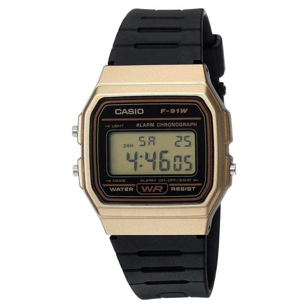 Casio Men`s Digital Sport Watch Black Resin Gold Case Gold