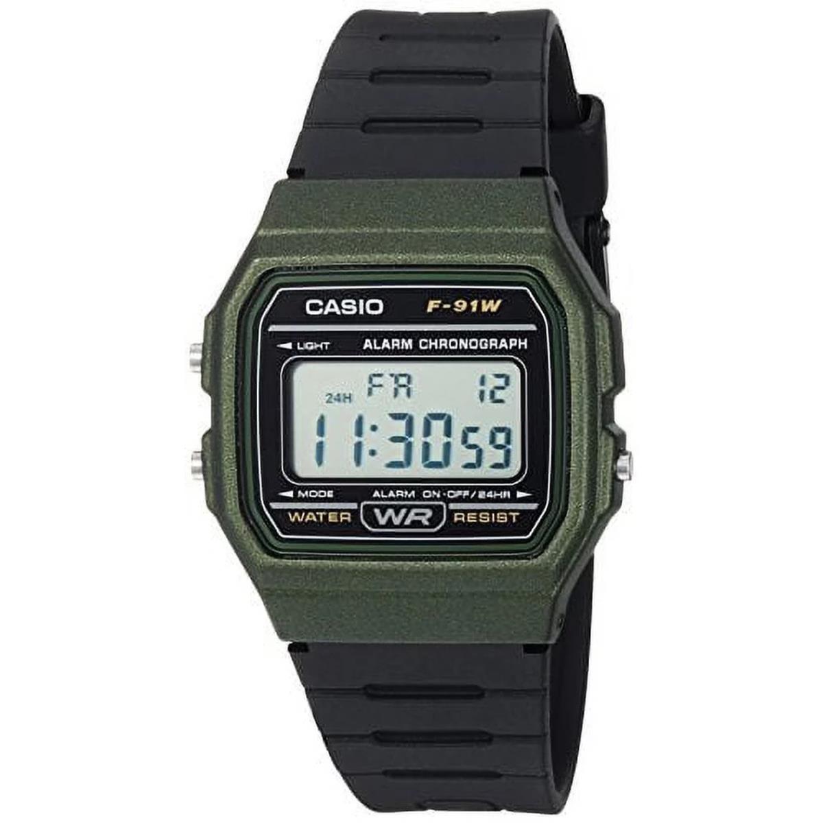 Casio Men`s Digital Sport Watch Black Resin Gold Case Green