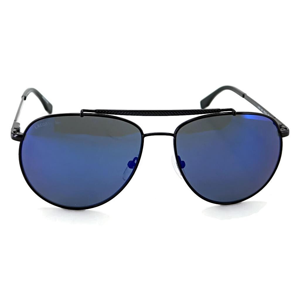 Lacoste Aviator Sunglasses L177S 001 - Matte Black / Blue Mirror Lens