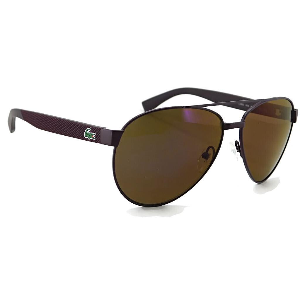 Lacoste Aviator Sunglasses L185S 615 Matte Burgundy / Brown 60mm Lens