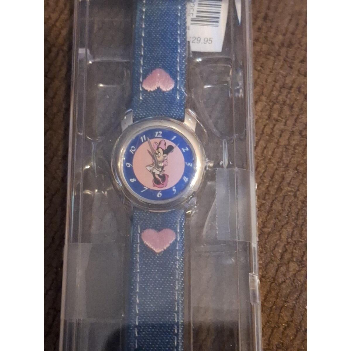 Timex Disney Theme Park Exclusive Minnie Mouse Watch Blue Pink Dial Denin Band