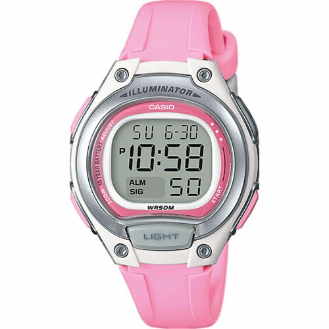 Casio Digital Pink Resin Band Led Light Ladies Digital Watch LW-203-4A