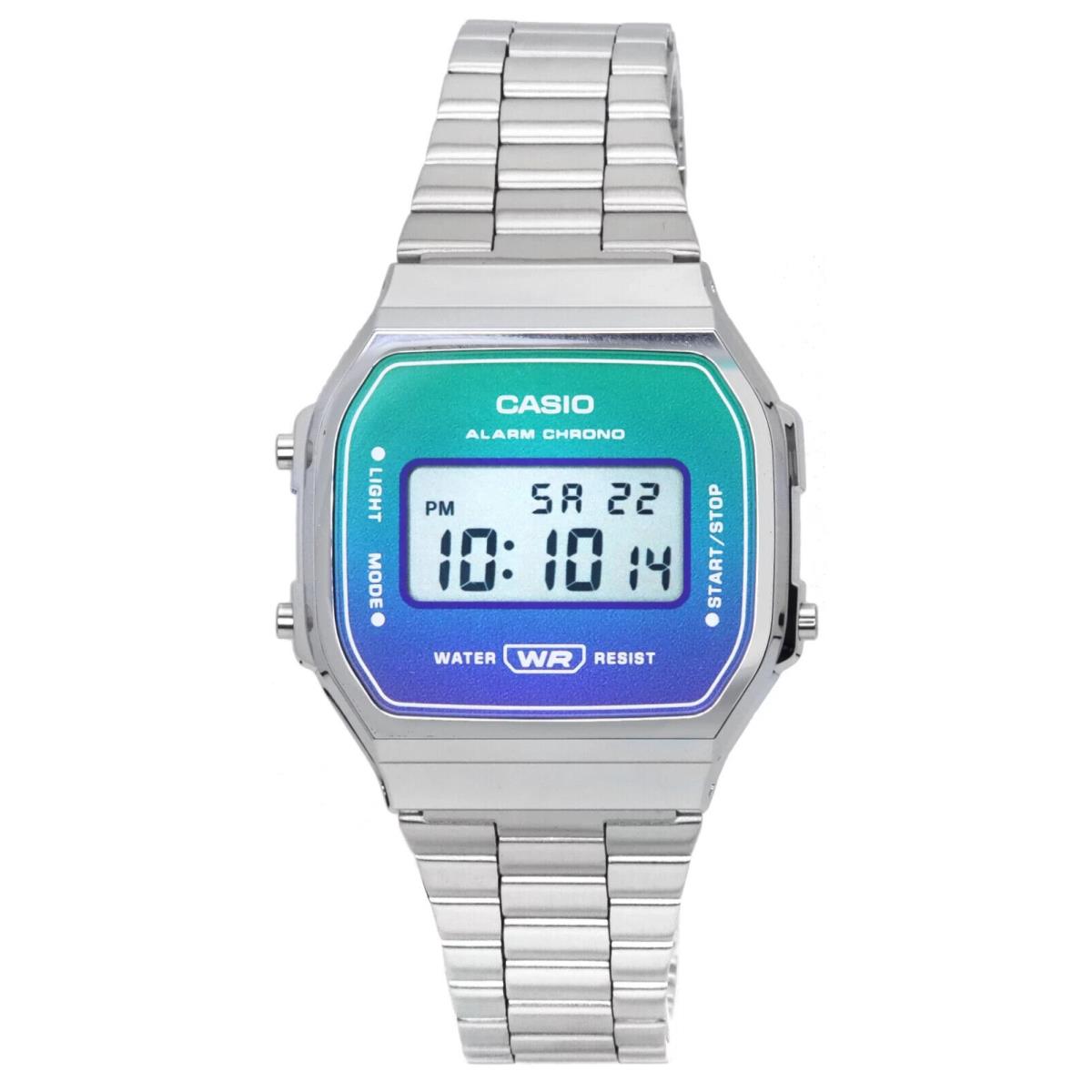 Casio Vintage A168WER-2A Blue Silver Tone Digital Watch