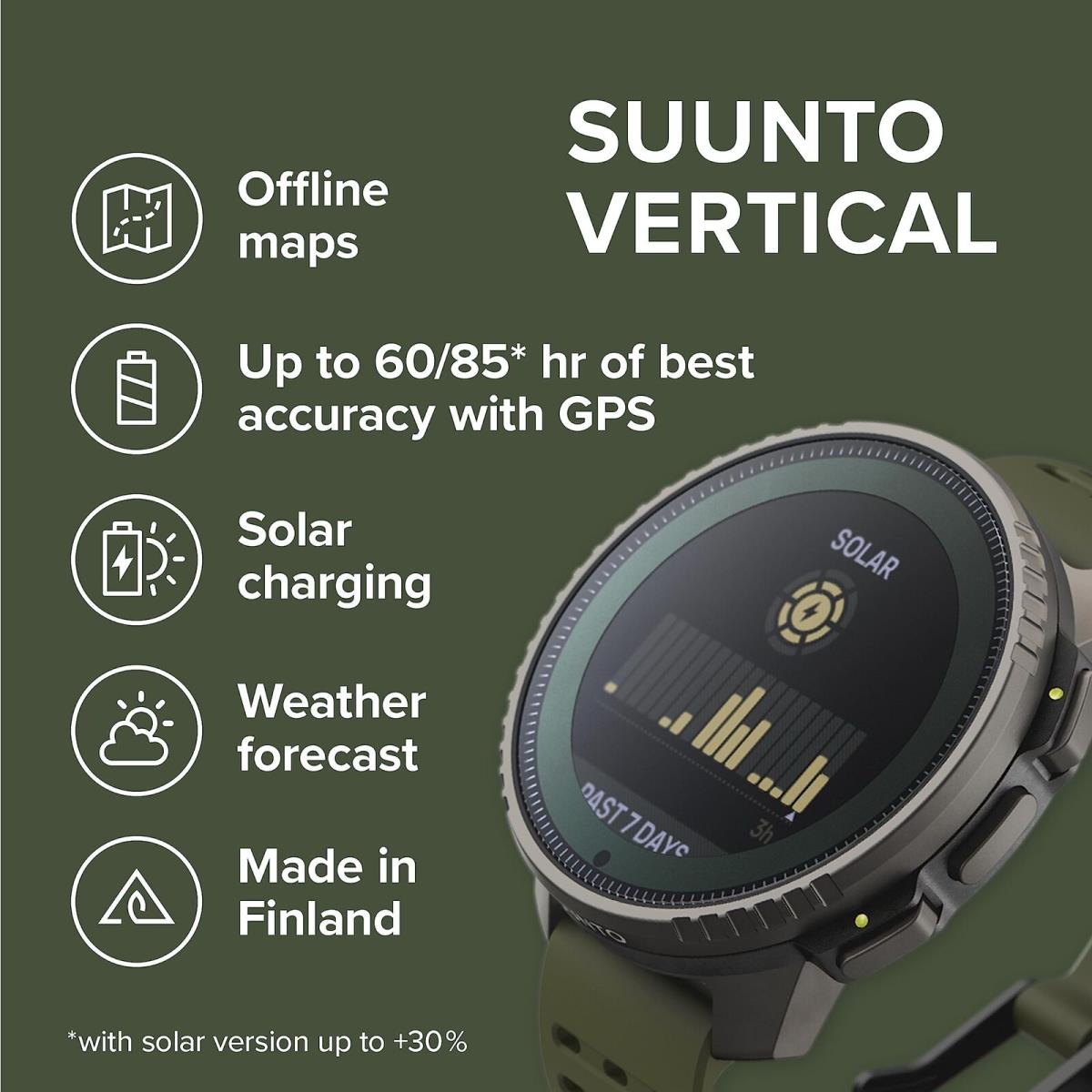 Suunto Vertical: Adventure Gps Watch Large Screen Offline Maps Solar Charging