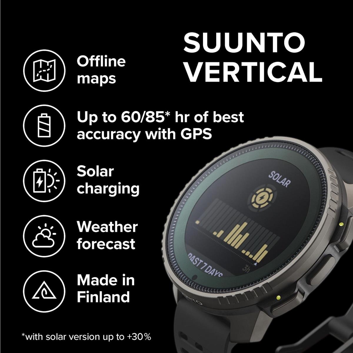 Suunto Vertical: Adventure Gps Watch Large Screen Offline Maps Solar Charging