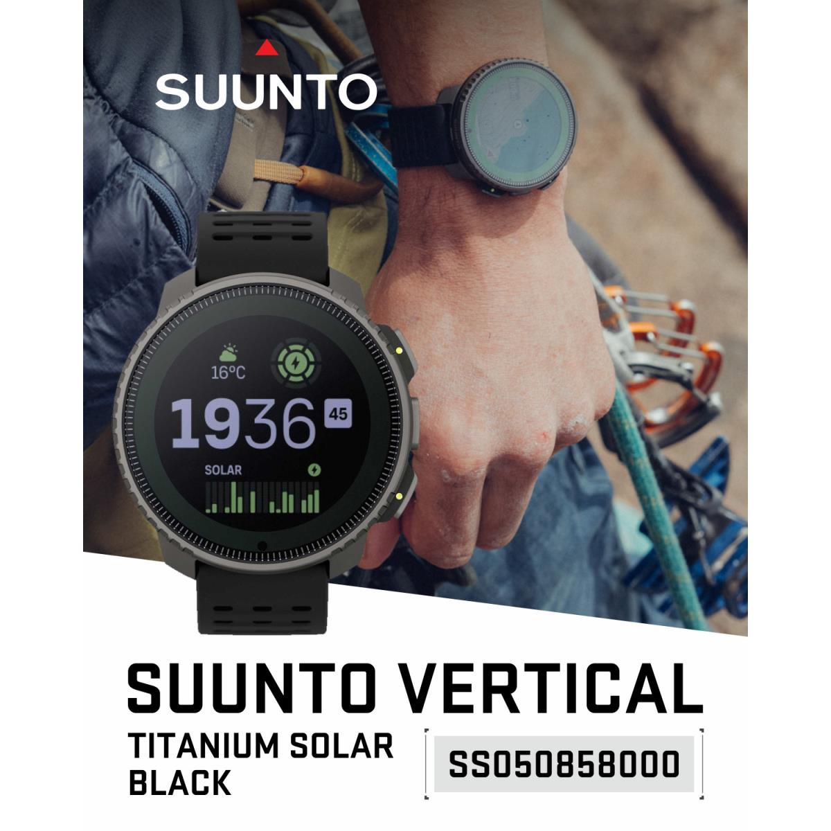 Suunto Vertical Adventure Gps Solar Titanium Watch All Black with Power Bank