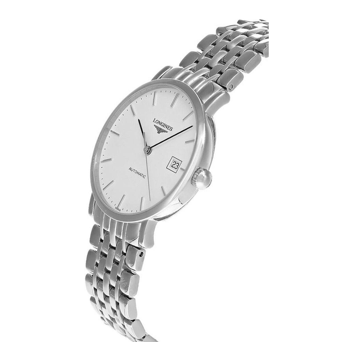 Longines Elegant Collection Auto 37MM White Dial SS Men`s Watch L4.810.4.12.6 - Dial: White, Band: Silver-tone, Bezel: Silver