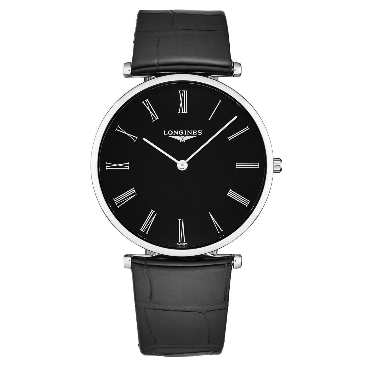 Longines `la Grande` Classique Black Dial Black Strap Quartz Watch L4.755.4.51.2 - Dial: Black, Band: Black, Bezel: Silver