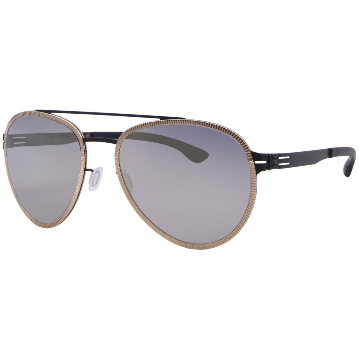 Ic Berlin Ferrum Sunglasses Men`s Black/rose Gold/quicksilver Pilot 60mm