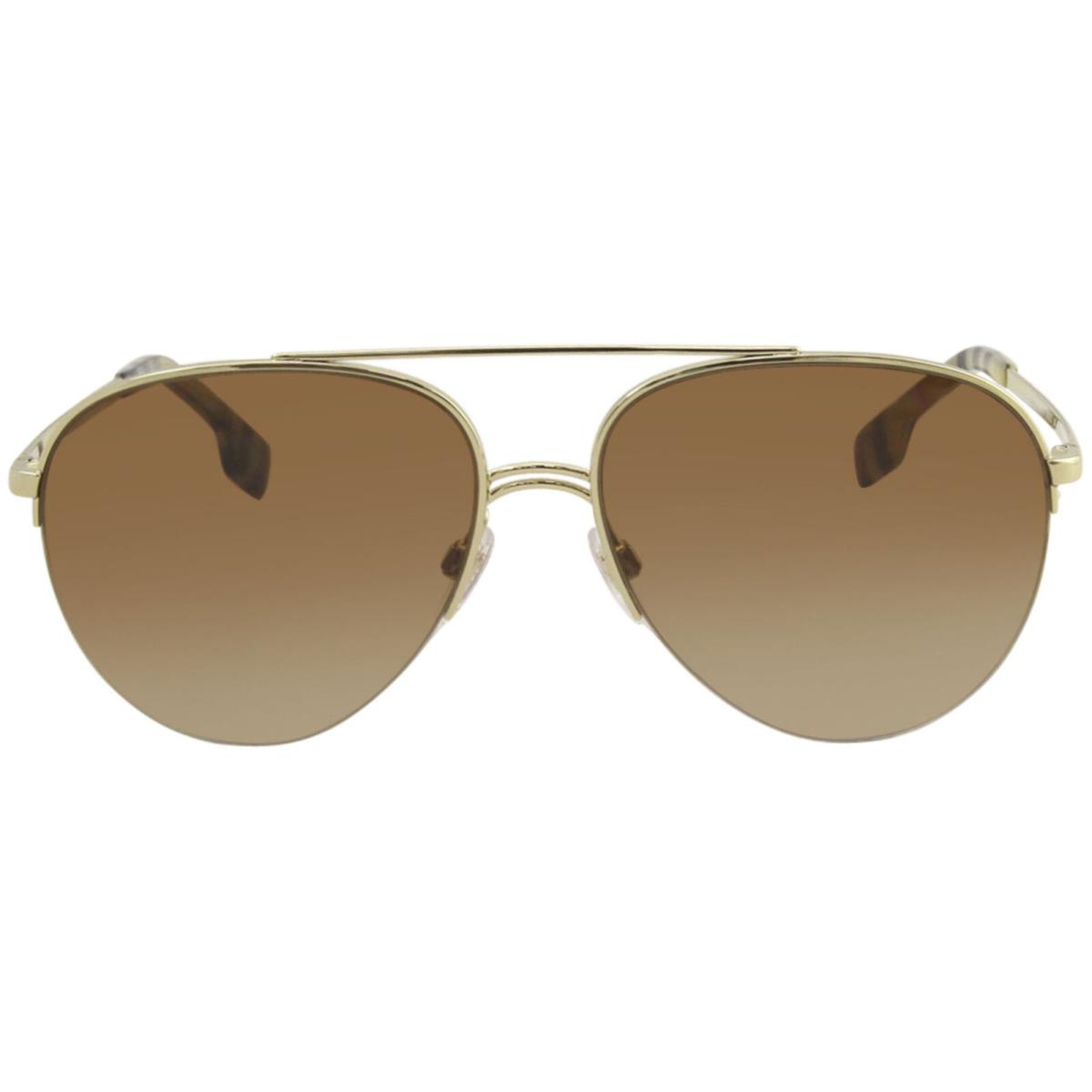 Burberry Women`s BE3113 BE/3113 1109/13 Light Gold Fashion Pilot Sunglasses 59mm