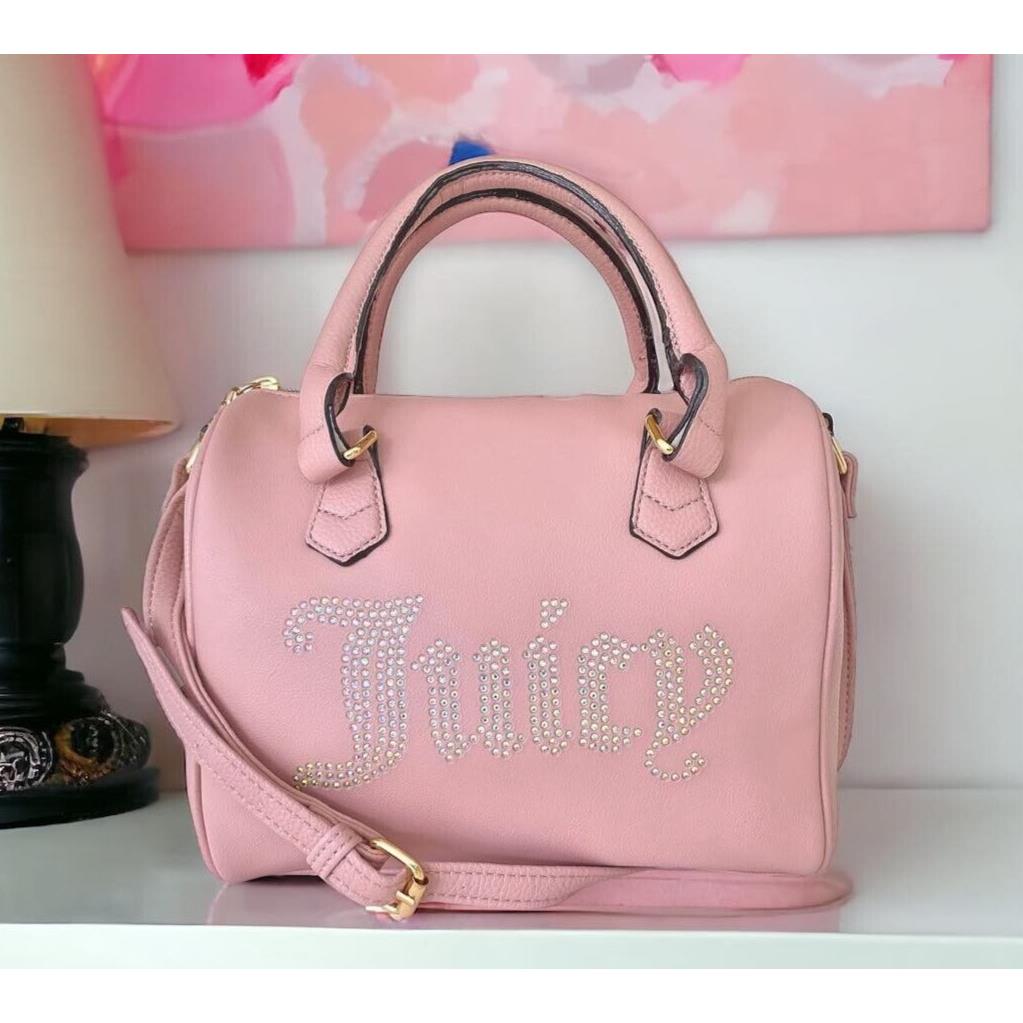 Juicy Couture Purse Pink with Iridescent Rhinestone Logo Satchel Bag