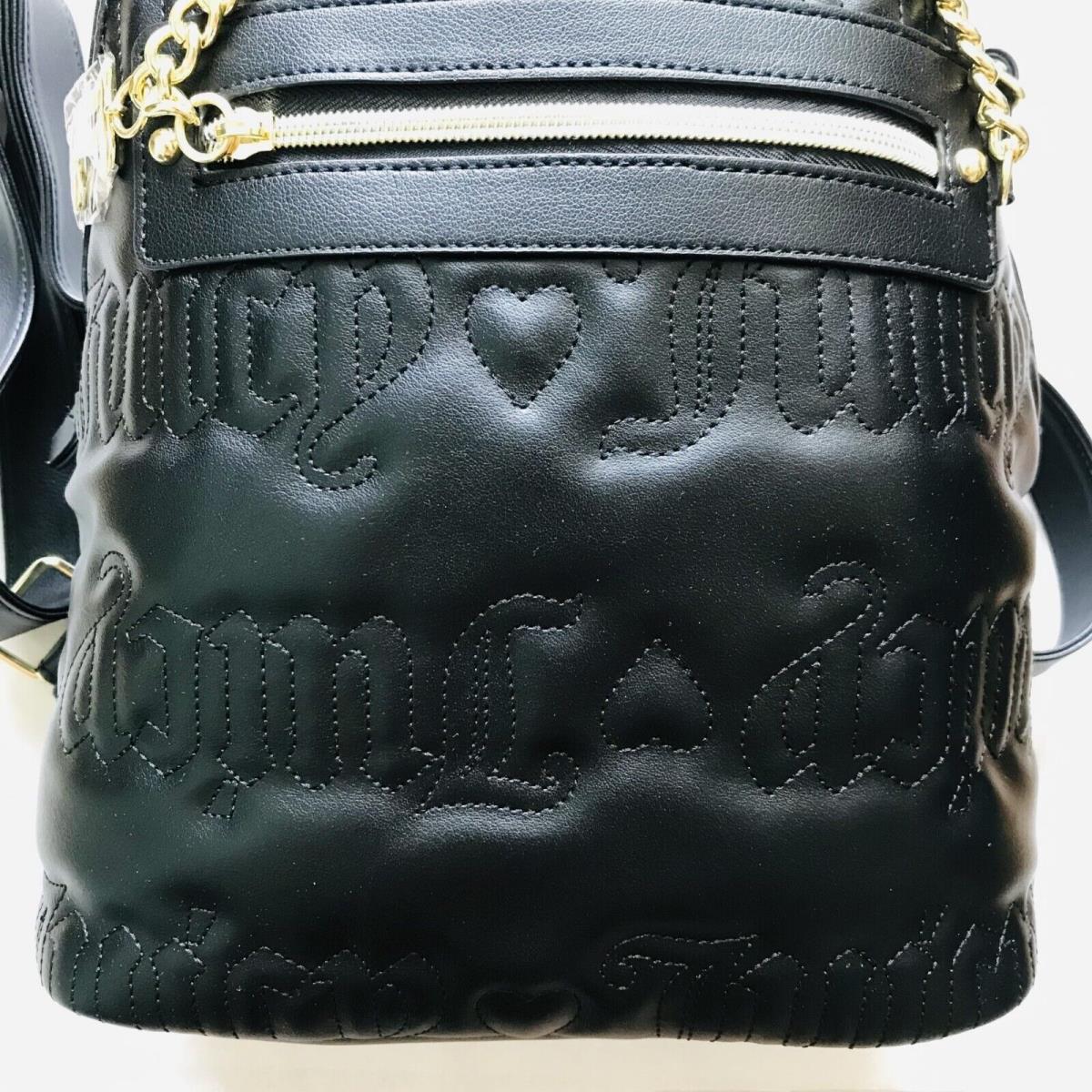 Juicy Couture Quilted Black Puff Backpack with Gold Zipper Cha