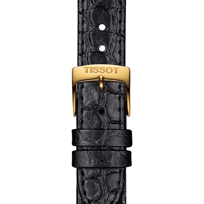 Tissot Everytime Roman Numeral Gold Black 30mm Watch T1092103603300 - Dial: Silver, Band: Black, Bezel: Gold