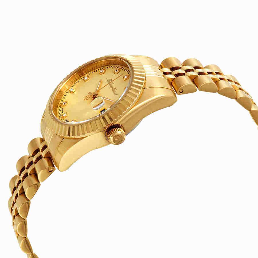 Mathey-tissot Mathey Iii Quartz Crystal Gold Dial Ladies Watch D810PDI - Dial: Gold, Band: Yellow Gold PVD, Bezel: Yellow Gold PVD