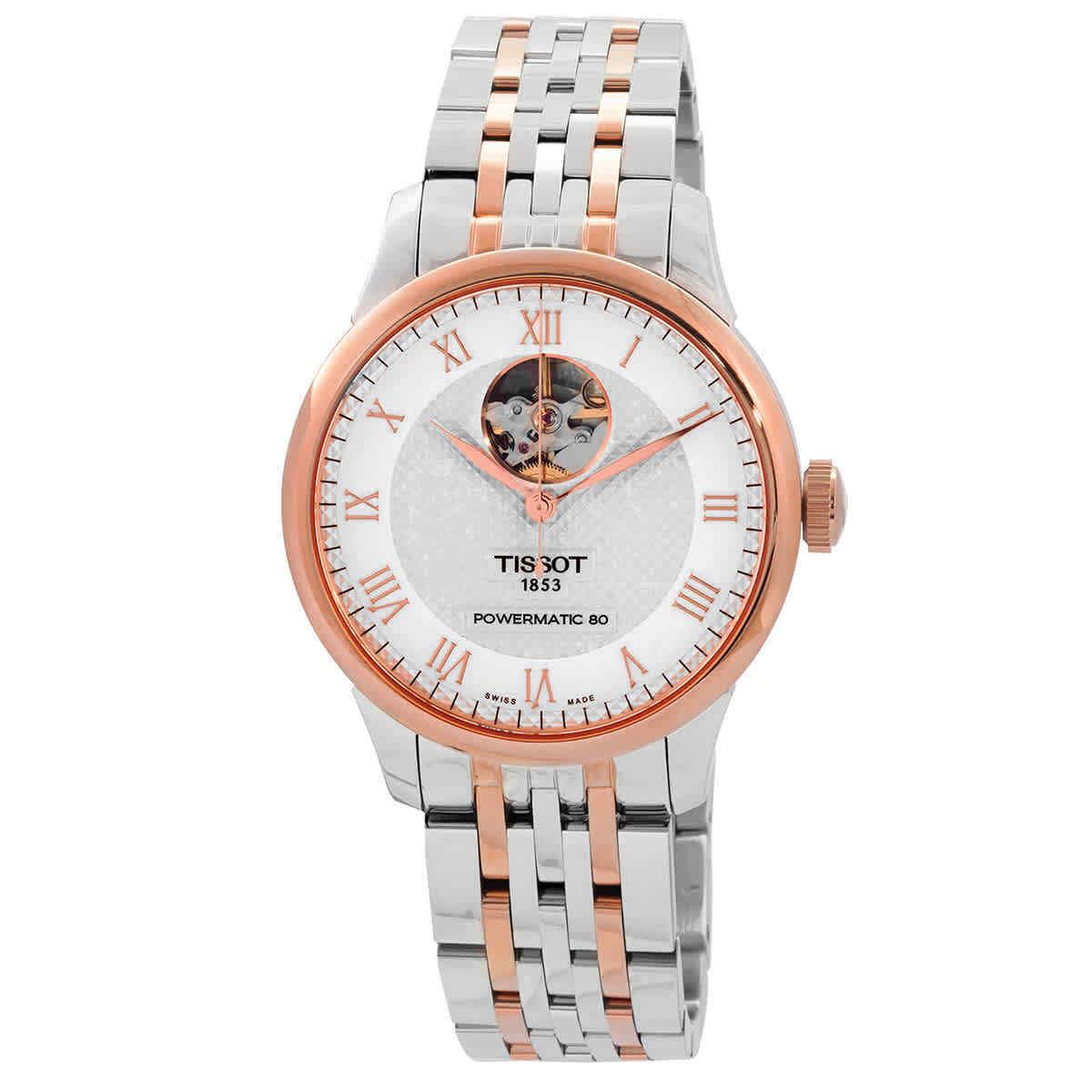 Tissot Le Locle Automatic Open Heart Silver Dial Men`s Watch T006.407.22.033.02 - Dial: Silver, Band: Silver, Pink, Bezel: Pink