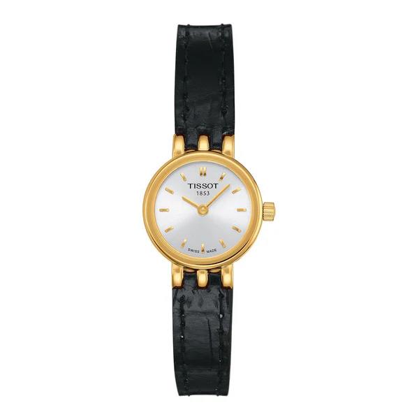 Tissot Lovely 20mm Gold Black Leather Women`s Watch T0580093603100