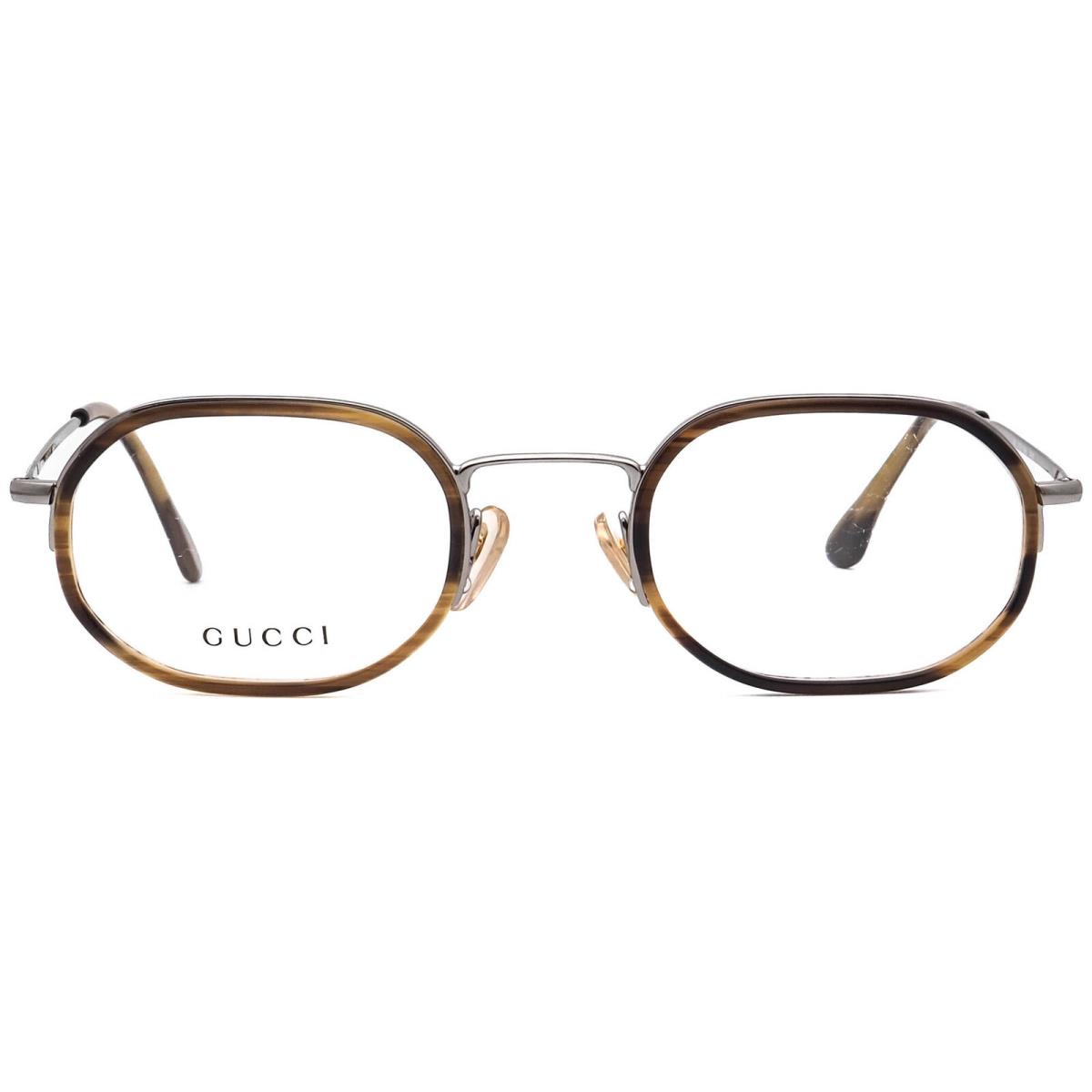 Gucci Vintage Eyeglasses GG 1366 4HM Brown Horn/gunmetal Square Italy 49 23 140