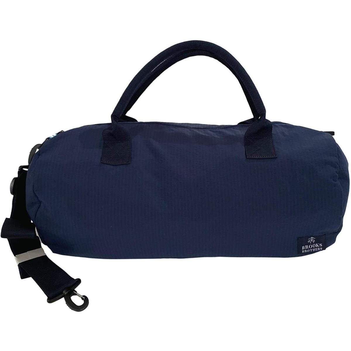 Brooks Brothers Navy Blue Nylon Seersucker Duffle Gym Bag Shoulder Strap 8518-5