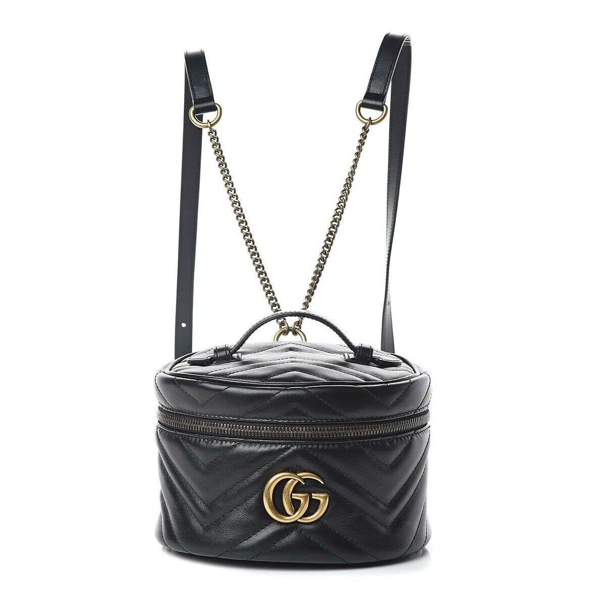 Gucci GG Marmont Mini Backpack Rucksack 598594 Calfskin Leather Black