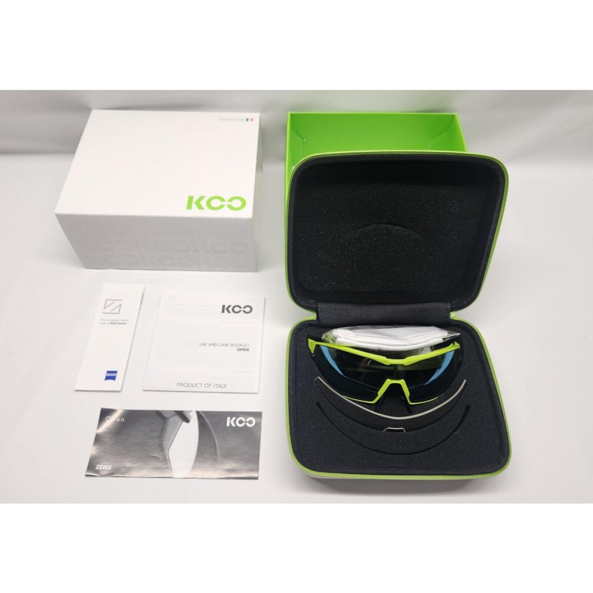 Koo Open Cycling Sunglasses Small Lime Super Blue/clear Zeiss Lens Italy Kask