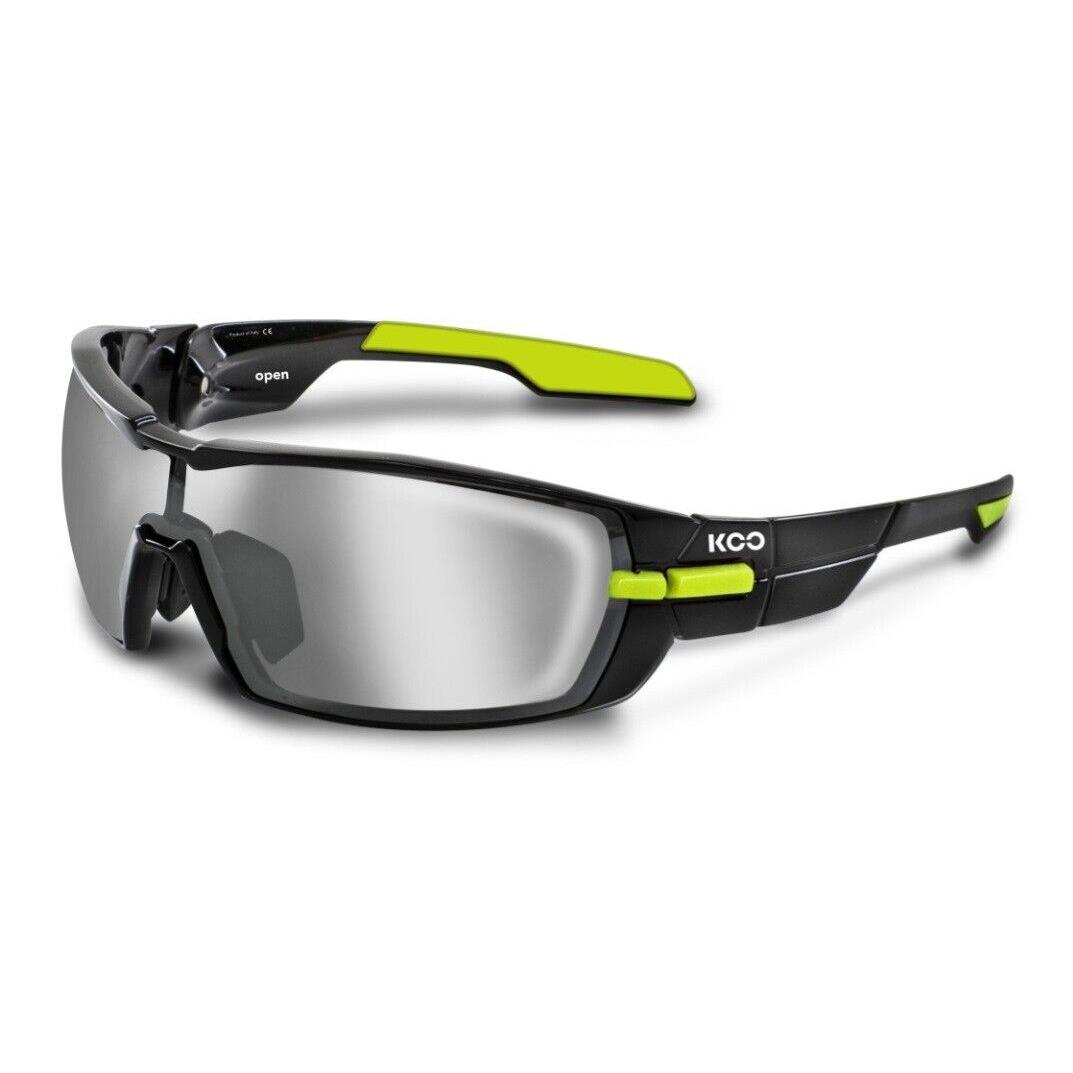 Koo Open Cycling Sunglasses Small Black/lime Smoke Mirror/clear Italy Zeiss Kask