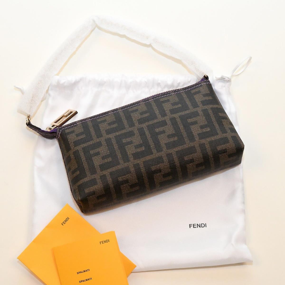 Fendi Zucca Print Spalmati Pouchette Tobacco Viola 8BR592