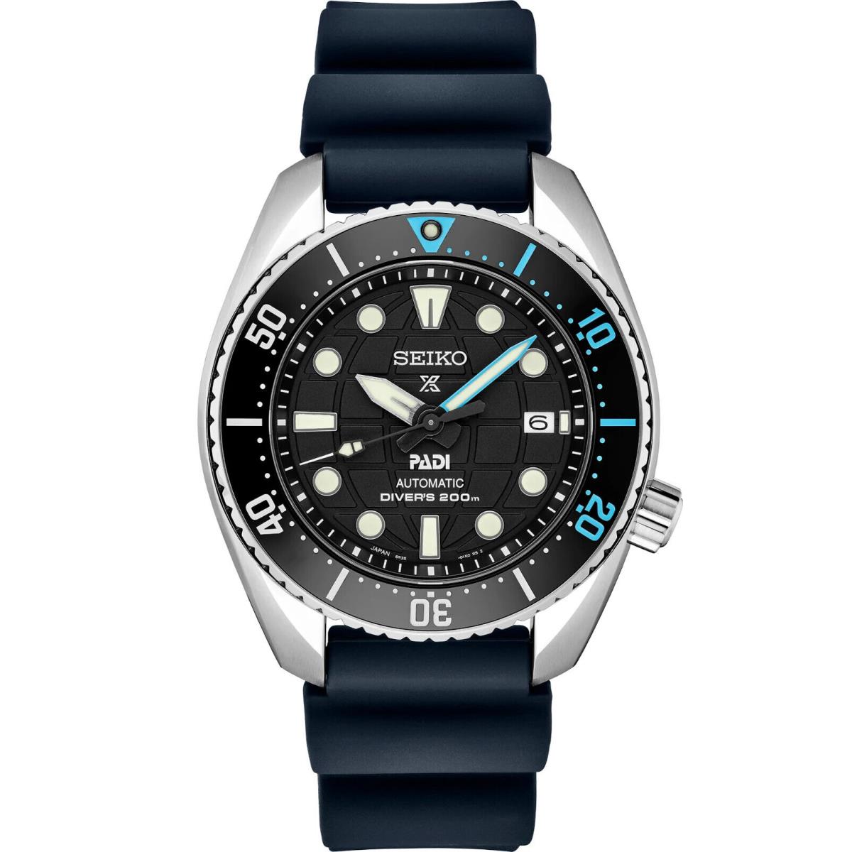 Seiko Prospex Automatic Divers Black Dial Silicone Strap Watch SPB325