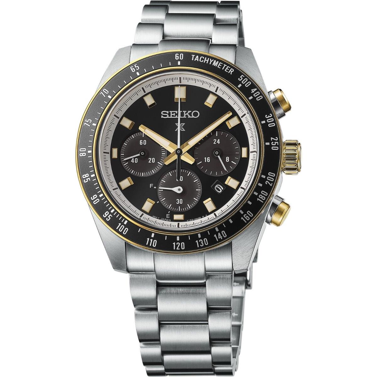 Seiko Prospex Speedtimer TT Solar Chronograph SSC941 - Dial: Black, Band: Silver, Bezel: Black