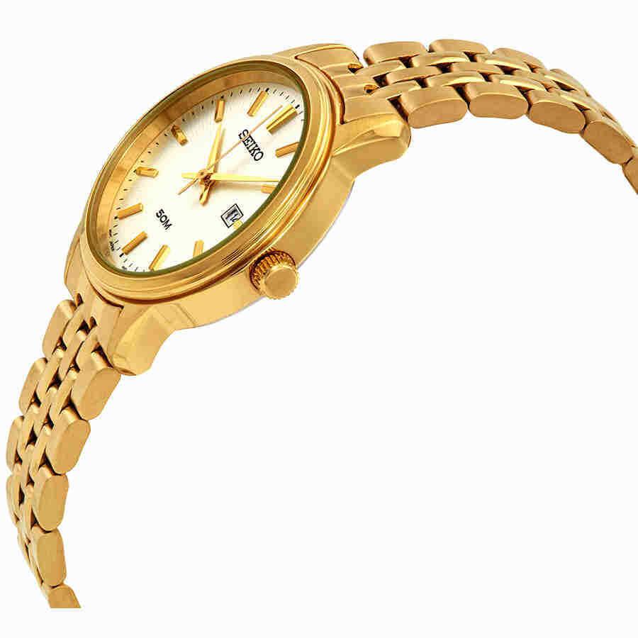 Seiko Neo Classic Silver Dial Ladies Watch SUR660P1 - Dial: Silver, Band: Gold, Bezel: Gold