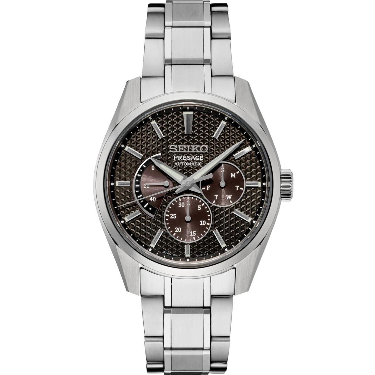 Seiko Presage Sharp-edged Series Brown Dial Men`s Watch SPB307 - Dial: Black, Band: Silver, Bezel: Silver