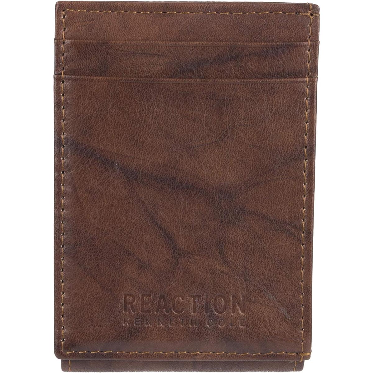 Kenneth Cole Reaction Men`s Rfid Front Pocket Wallet Brown