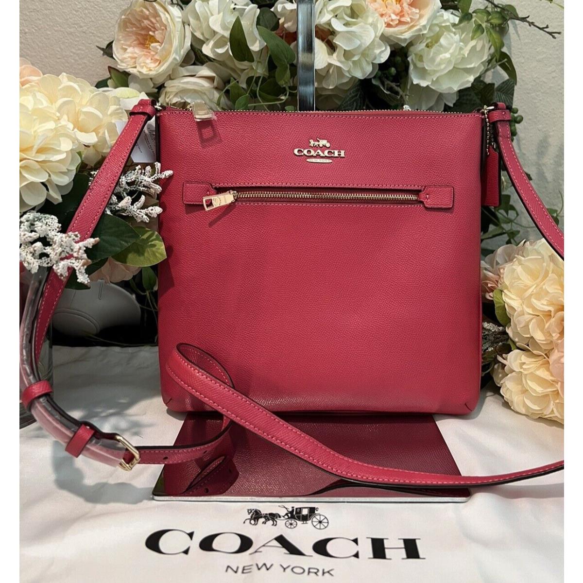 Coach Crossgrain Leather Rowan File Crossbody Bag Strawberry Haze Pink