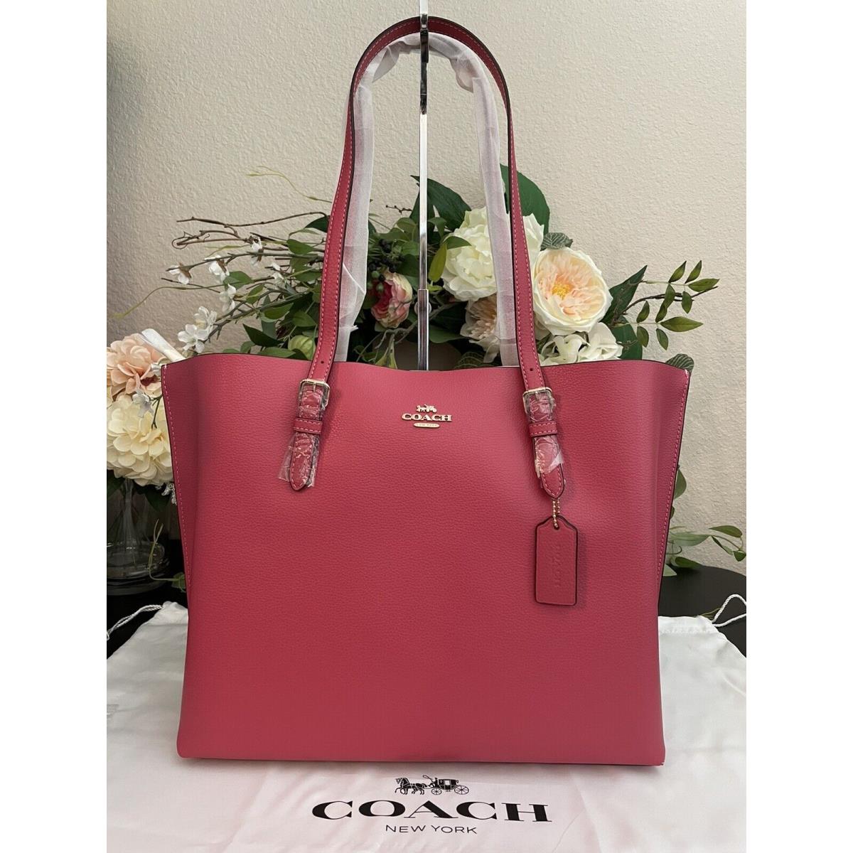 Coach Leather Mollie Tote Shoulder Bag Strawberry Pink