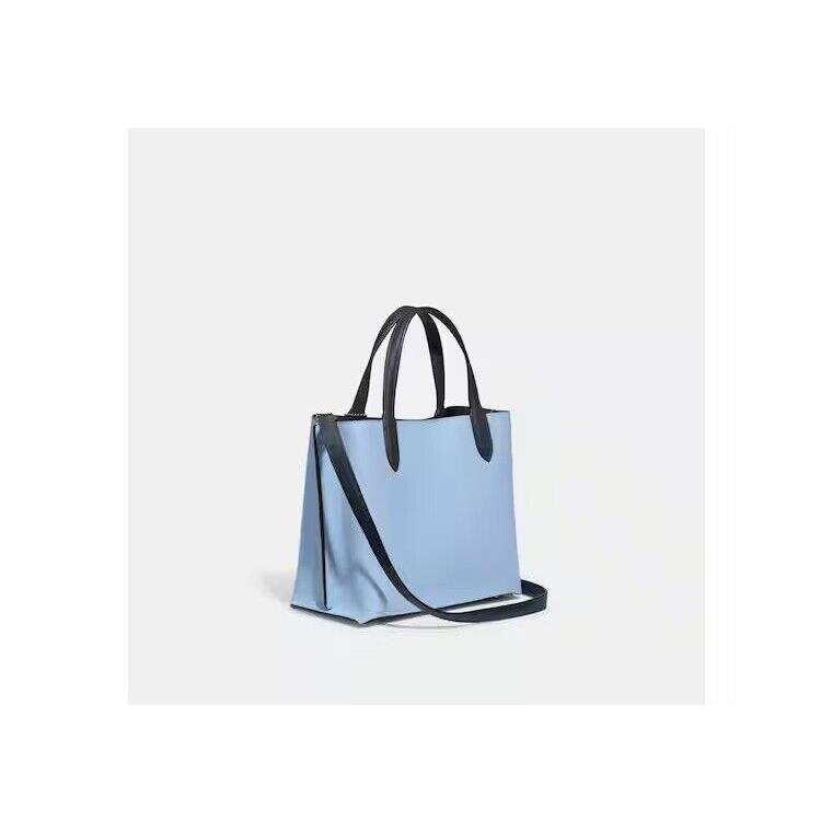 Coach Pebble Leather Small Willow Tote 24 W/crossbody Blue Colorblock