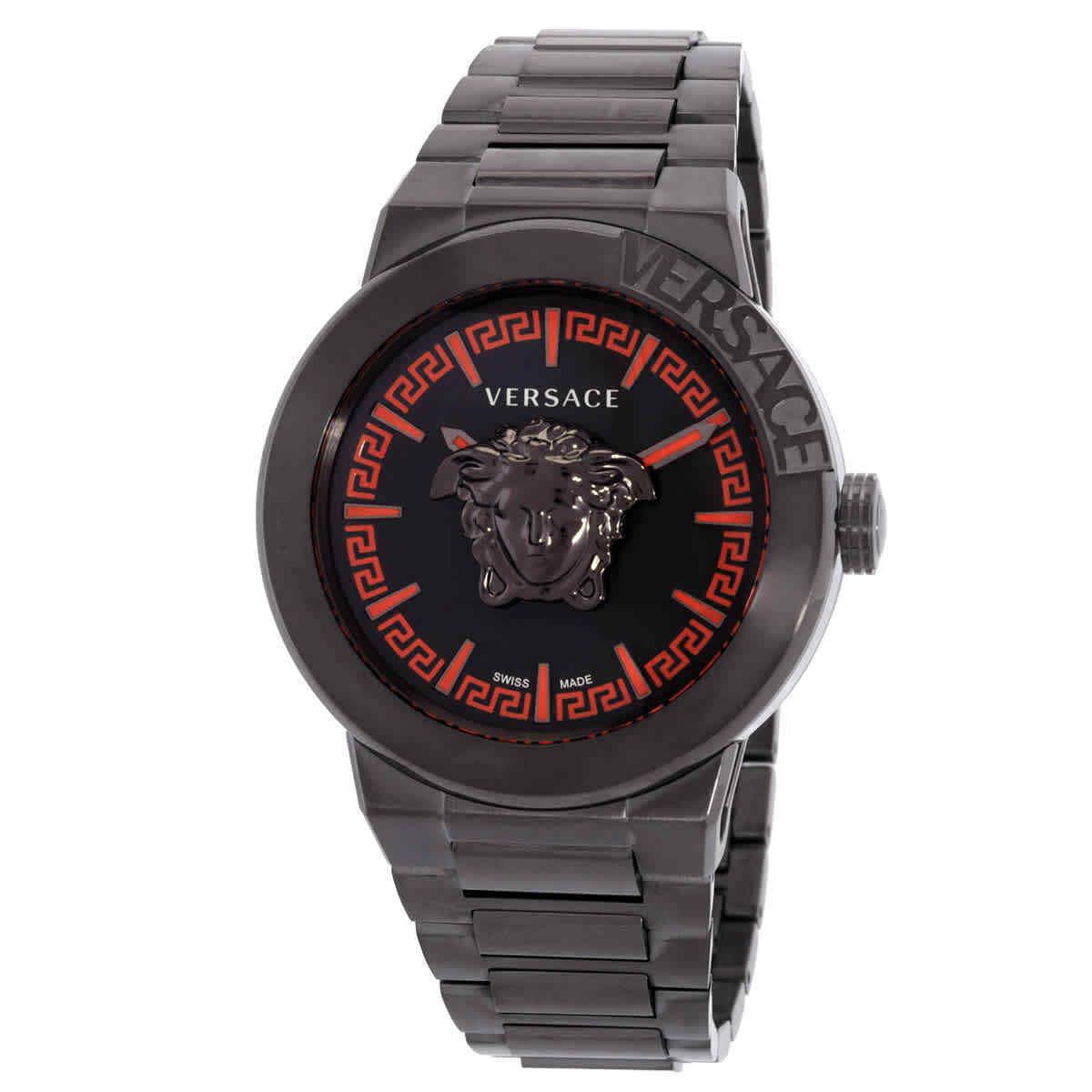 Versace Medusa Infinite Quartz Gunmetal Dial Men`s Watch VE7E00723 - Dial: Gunmetal, Band: Gunmetal IP, Bezel: Gunmetal IP