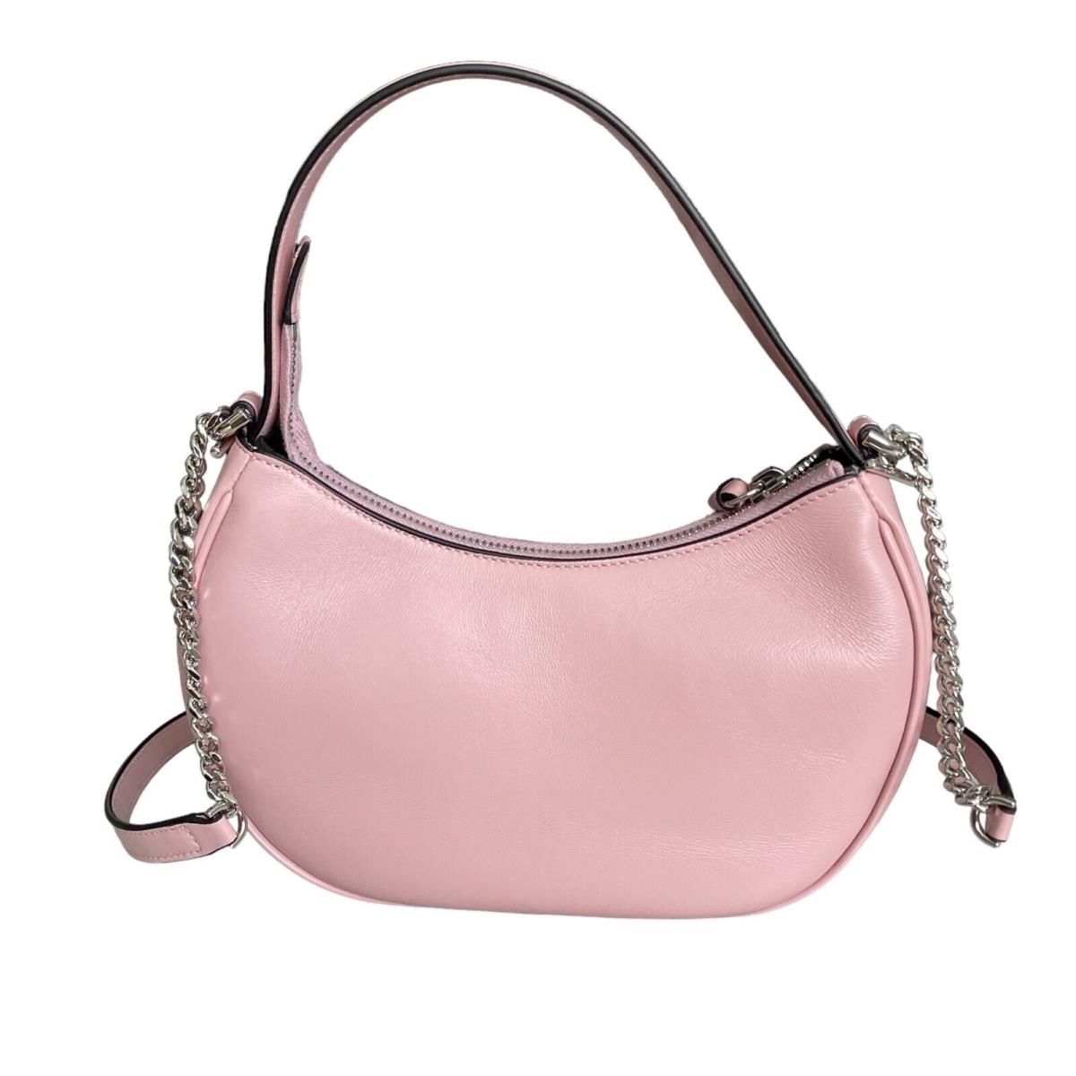 Versace Quilted Pink Lamb Leather Shoulder Bag On Silver-toned Chain 1011782