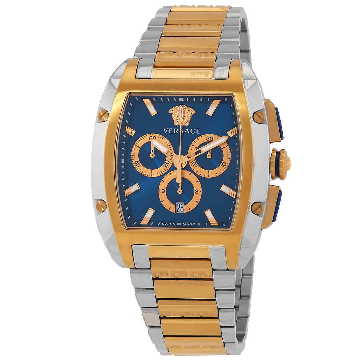 Versace Dominus Chronograph Quartz Blue Dial Two-tone Men`s Watch VE6H00723