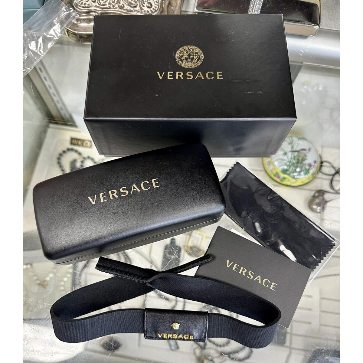 Versace Sunglasses Eyeglasses Strap Holder + Sunglasses Case + Box + Cloth