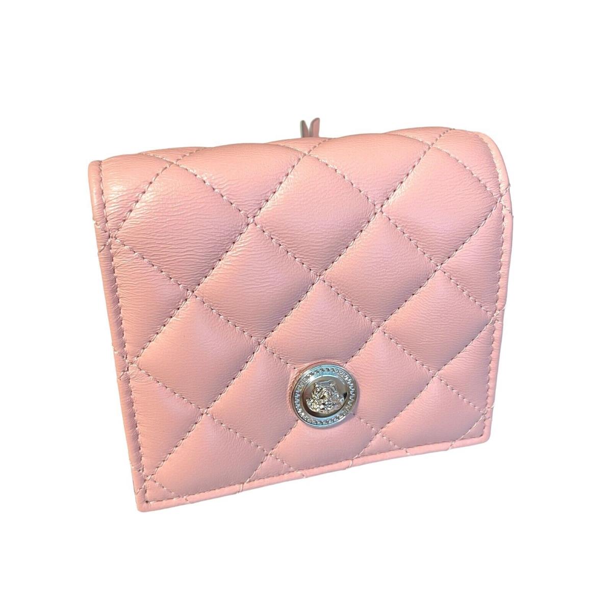 Versace Women`s Pink Quilted Lamb Leather Bifold Wallet Item 1005564