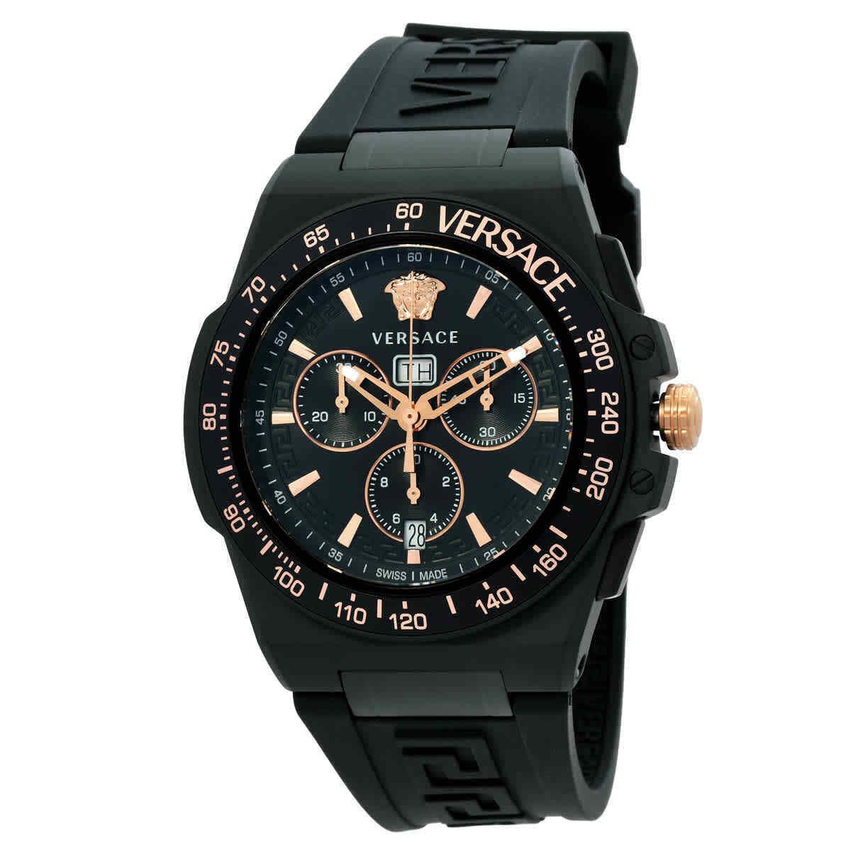 Versace Greca Extreme Chronograph Quartz Black Dial Men`s Watch VE7H00323