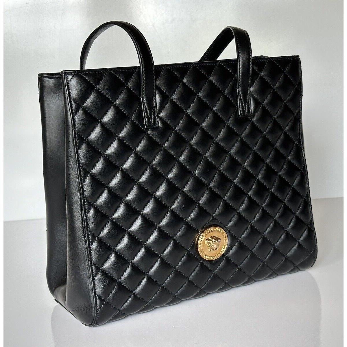 Versace Medusa Quilted Lamb Leather Black Tote Bag 1013789 Italy