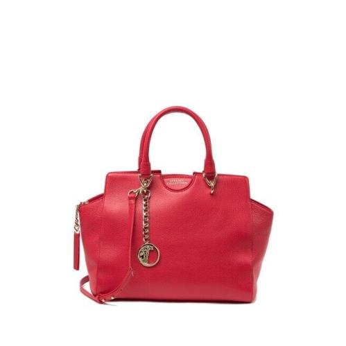 Versace Collection Pebbled Red Leather Tote Bag B1818