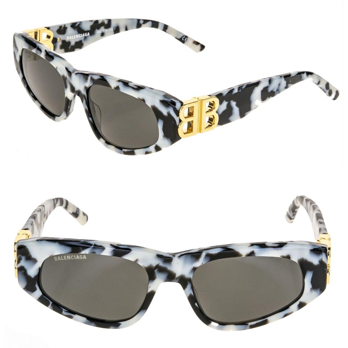 Balenciaga Dynasty 0095 Black White Zebra 010 BB Logo Narrow Sunglasses BB0095S