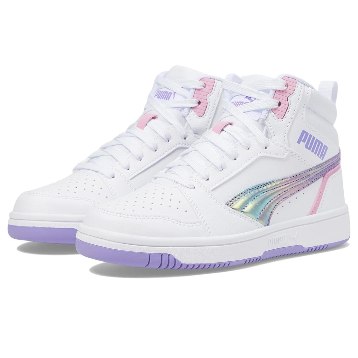 Unisex Sneakers Athletic Shoes Puma Kids Rebound Layup Bouncy Sky - PUMA White-Lavender Alert-Mauved Out