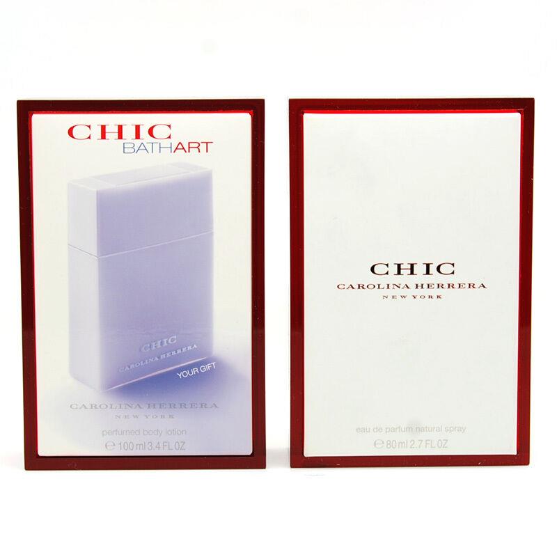 Chic Carolina Herrera 2.7 Fl.oz Edp Spray + 3.4 Fl.oz Body Lotion Giftset Women