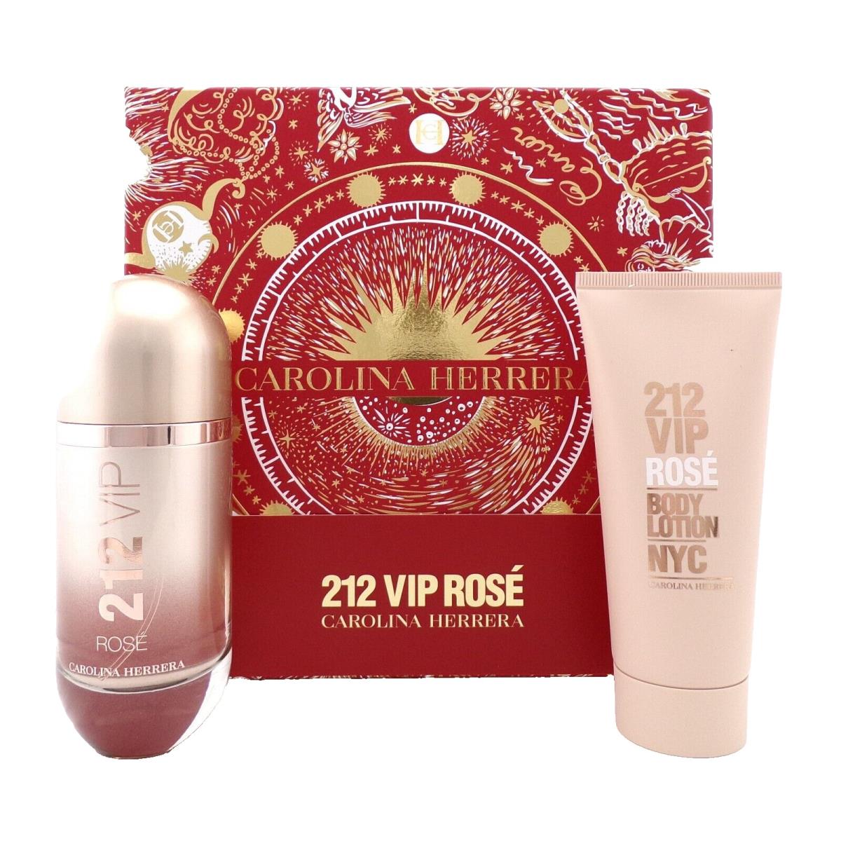 212 Vip Rose by Carolina Herrera 2.7oz Edp Spray+3.4oz B/lotion Women`s Set