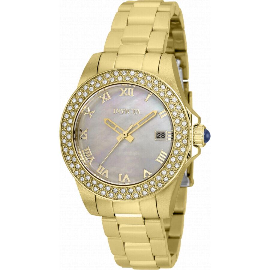 Invicta Angel Quartz Crystal White Dial Ladies Watch 36073