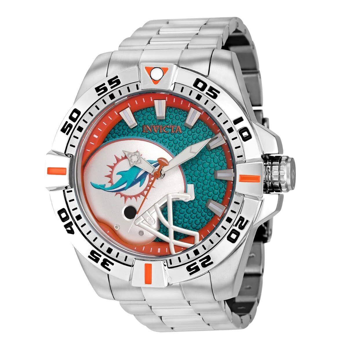 Invicta Nfl Miami Dolphins Men`s Watch - 51mm. Steel 42153