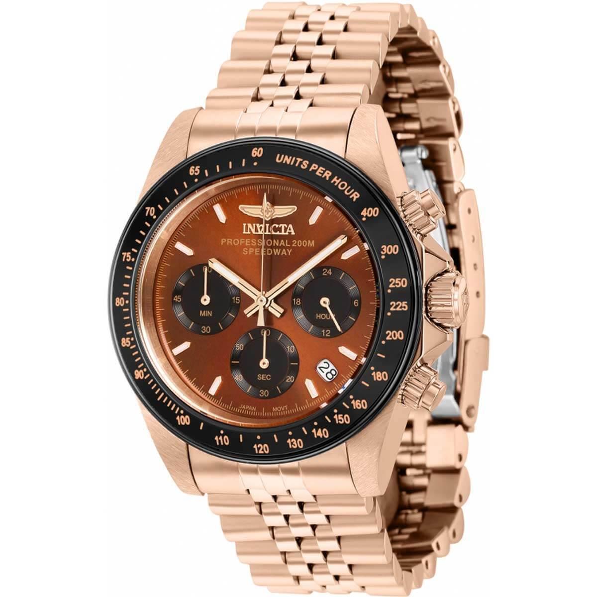 Invicta Men`s Watch Speedway Quartz Chronograph Black and Brown Dial Steel 36736